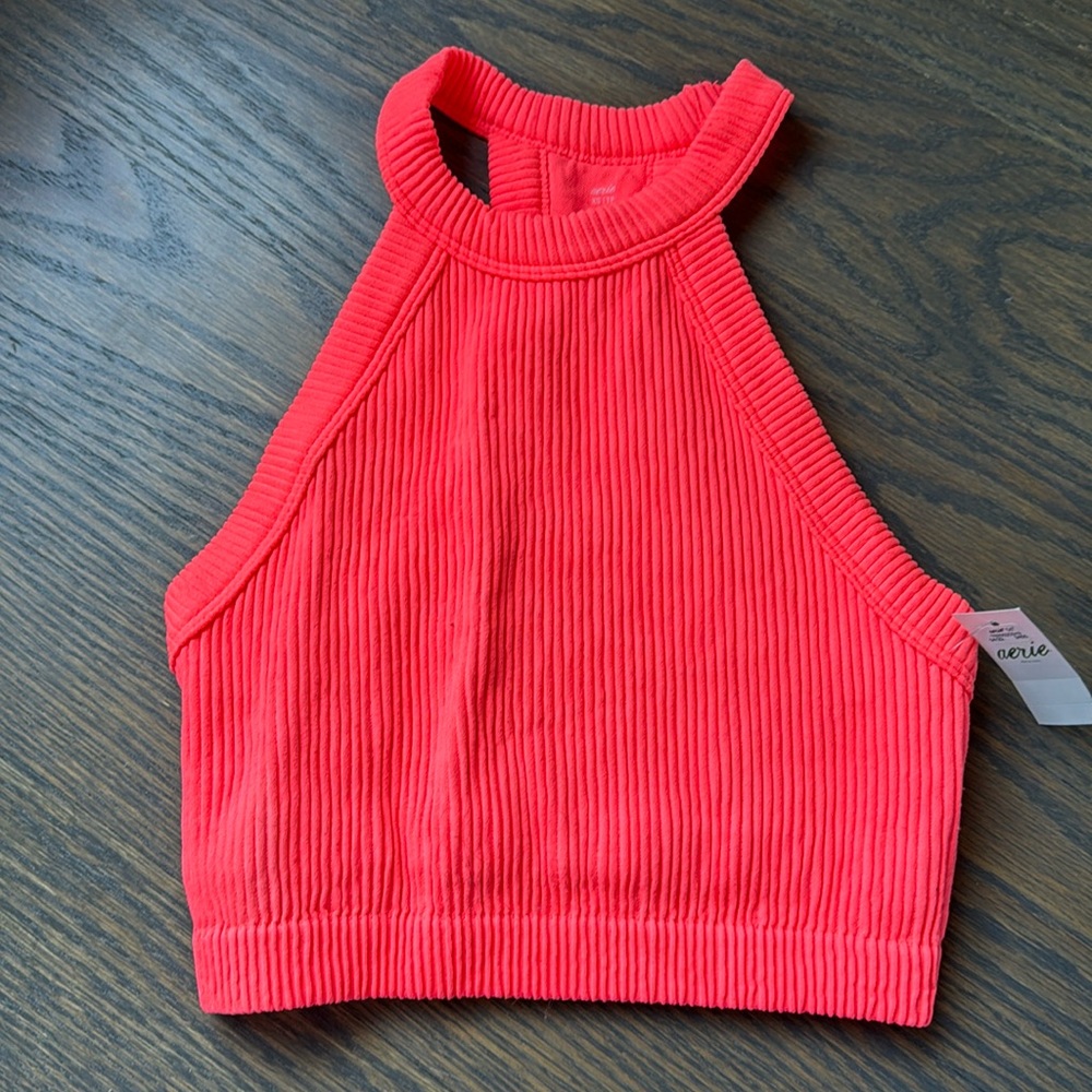 NEW!! Women’s Aerie Neon Pinkish/Orange Cropped Tank Size XS